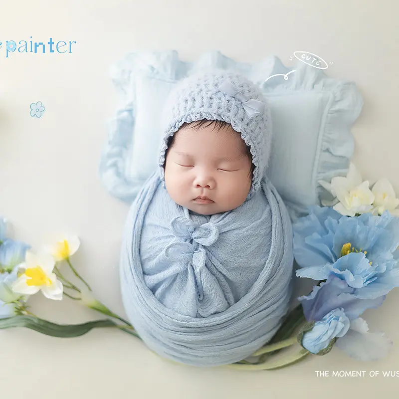 Baby Girl Blue Florals Theme Set - Newborn Photography Props - Image 4